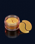 Collagen eye patches on navy studio background