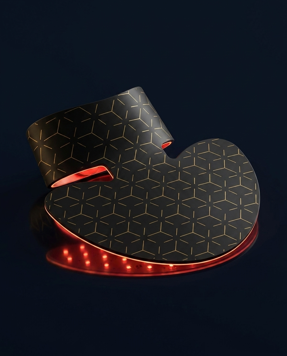 Black-gold neck and decollete LED device on navy